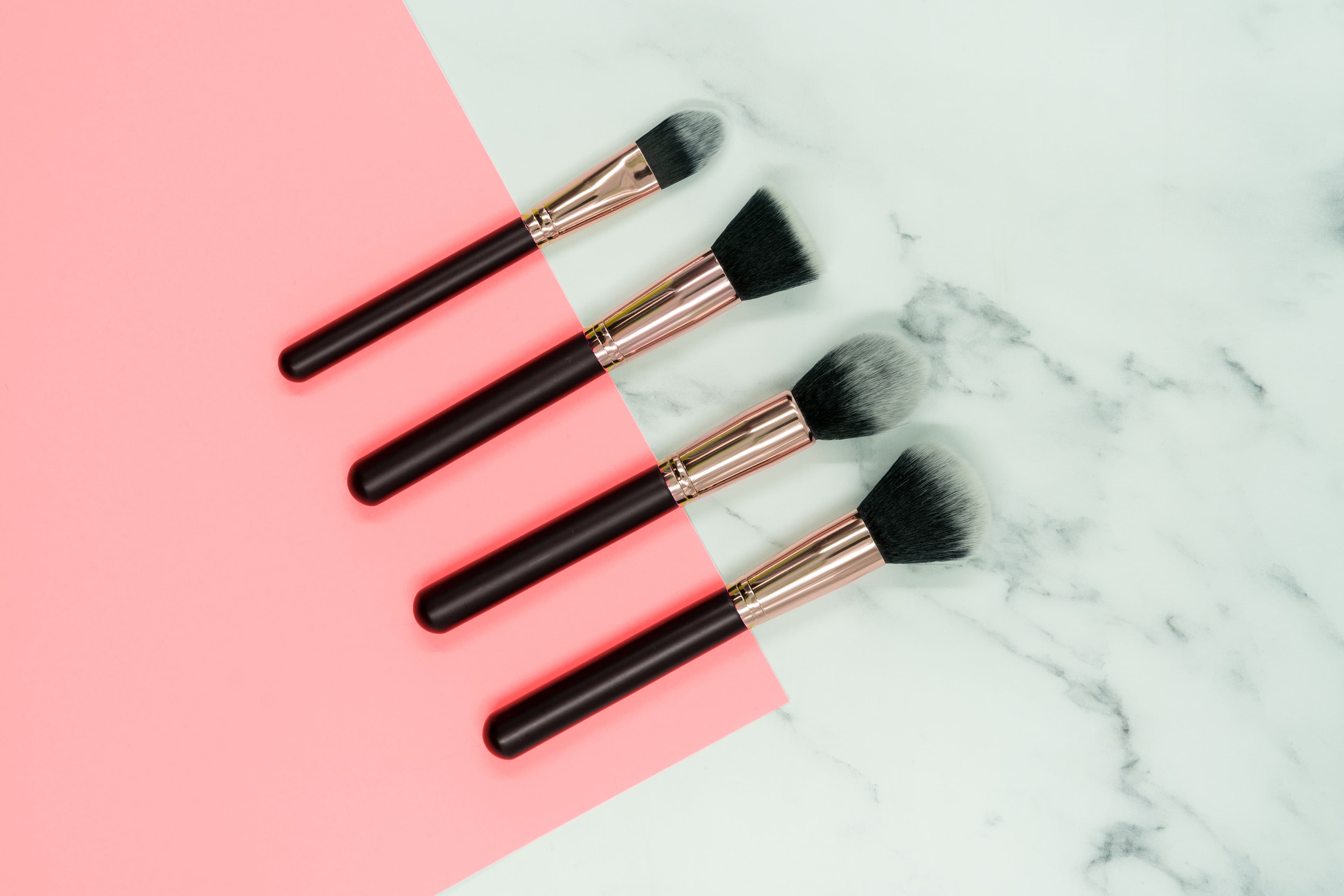 4-Pc Rose Gold & Black Face Makeup Brush Set – Like New